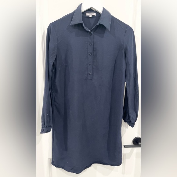 Emerson Fry Dresses & Skirts - Emerson Fry New York Navy Blue Button Shirt Dress Collar Long Sleeve Women’s XS